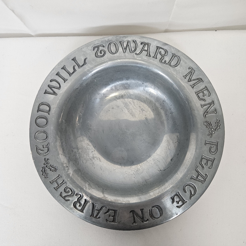 Vintage Pewter Teleflora Collector Bowl Decorative Bowl with Engraving